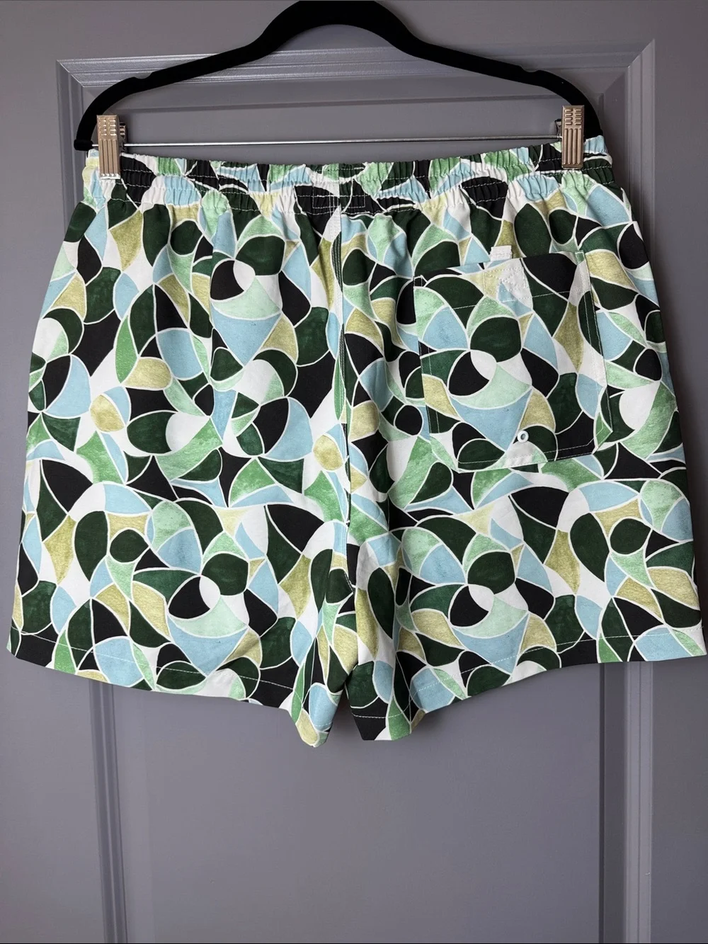Todd Snyder Montauk 5” Swim Trunks Green Geometric Print Size Large